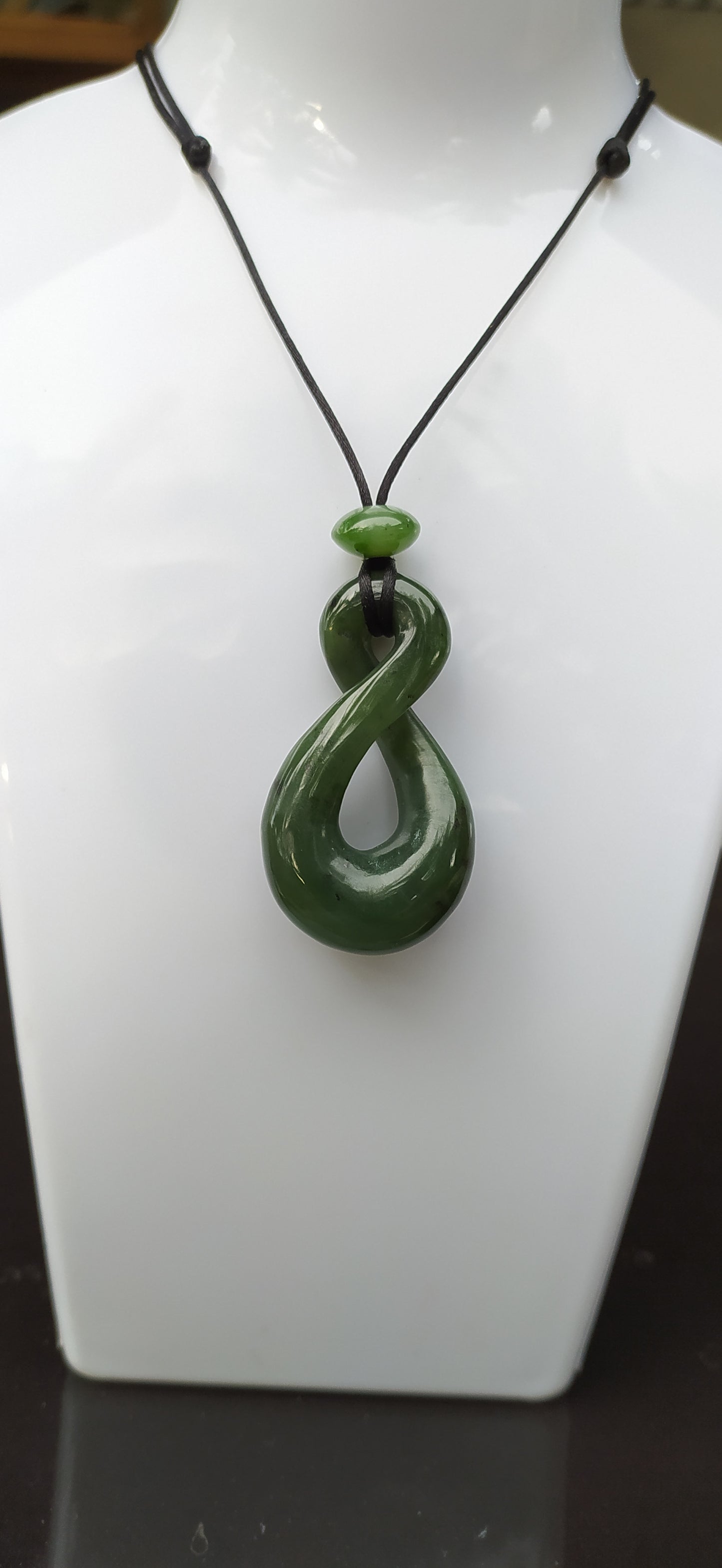 Beautiful Natural Green Nephrite Jade Twist Pendant