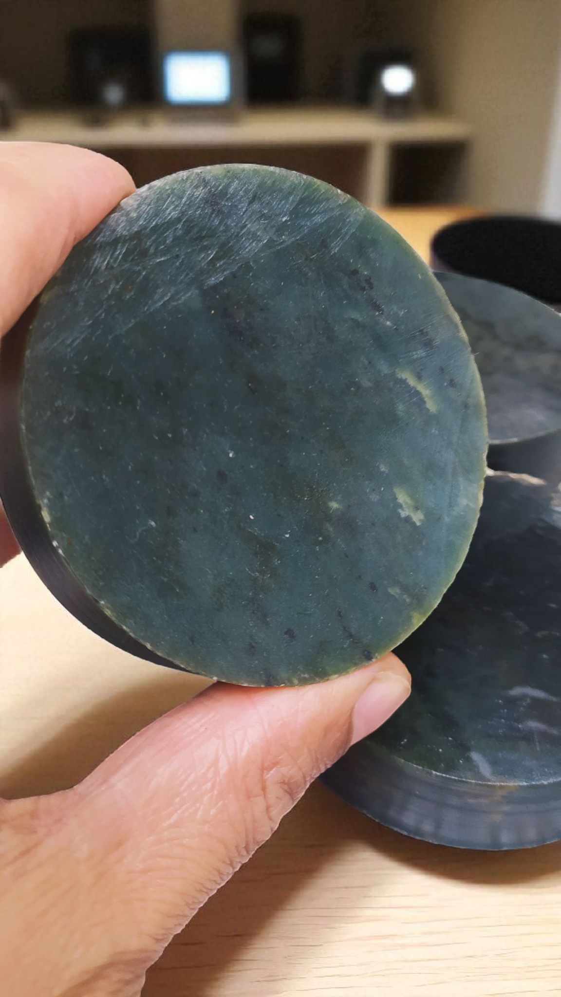 Natural Round Dark Green Nephrite Jade