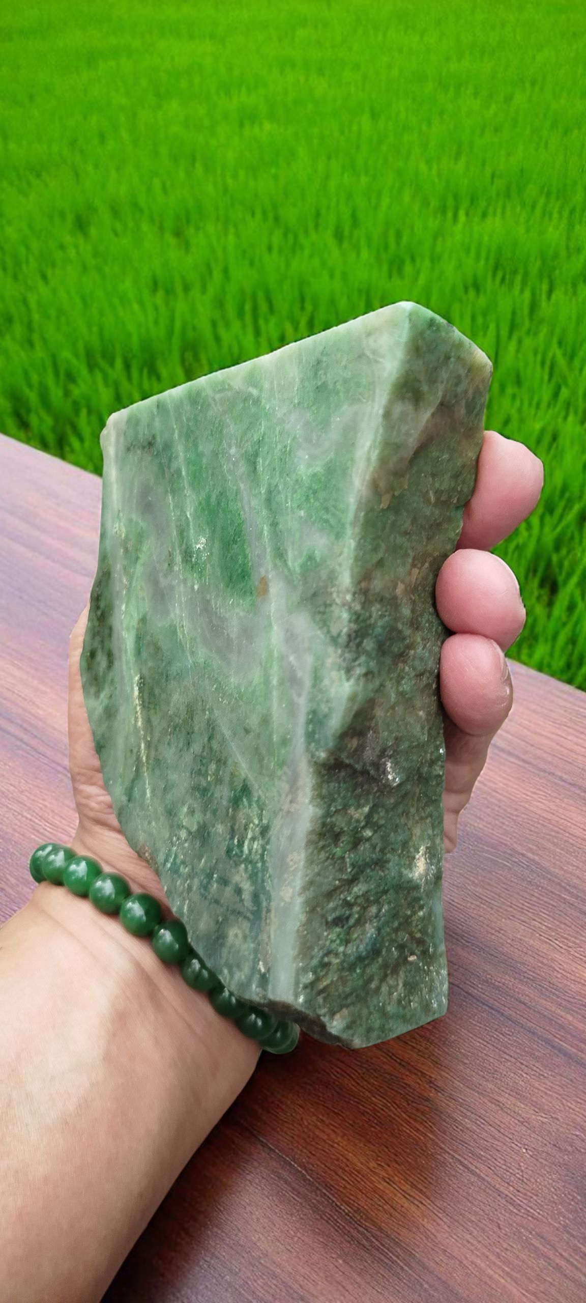 Natural Slab Green Nephrite Jade 700 Grams