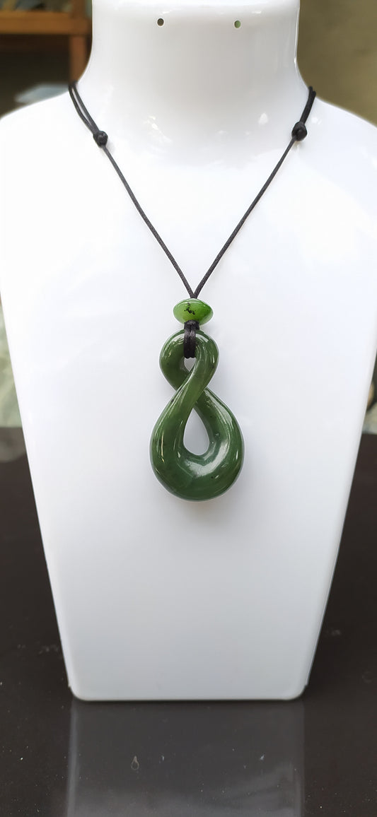 Beautiful Natural Green Nephrite Jade Twist Pendant