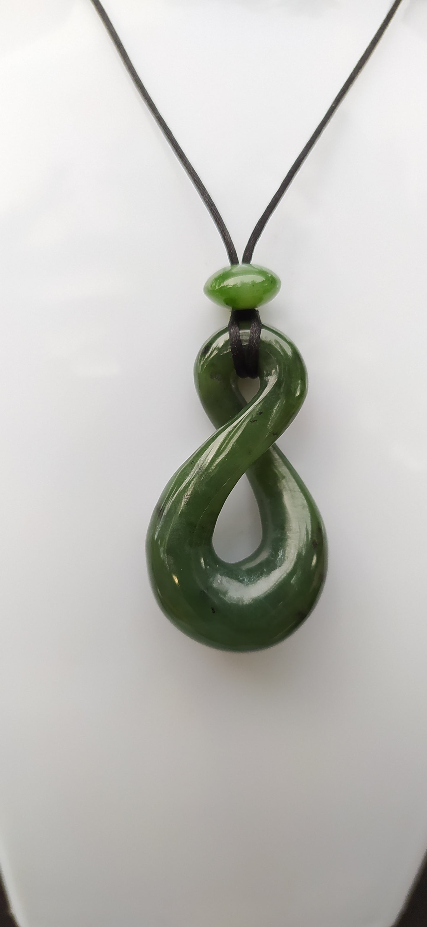 Beautiful Natural Green Nephrite Jade Twist Pendant