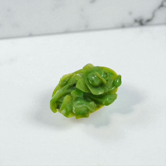 Beautiful Natural Green Nephrite Jade Rose Pendant