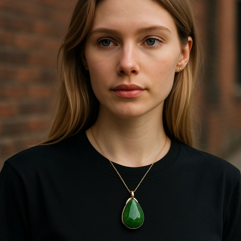 Beautiful Natural Green Nephrite Jade Pendant