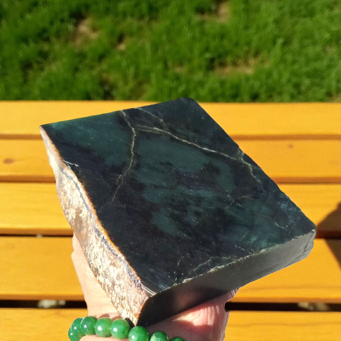 Natural Rough Dark Green Nephrite Jade Slab 2 lb